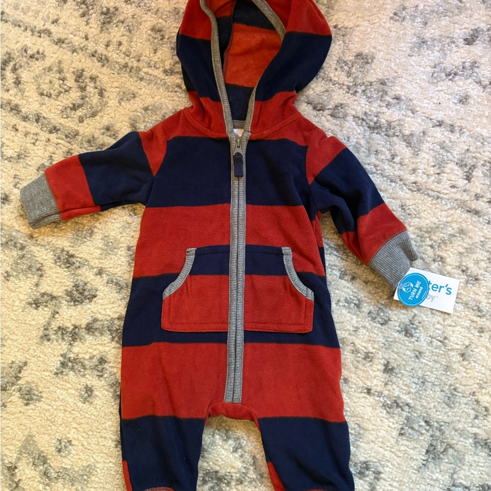 Carter's Red and Blue Striped Onsie 3 months